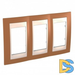 Рамка 3-ая (тройная), Оранжевый/Бежевый, серия Unica, Schneider Electric