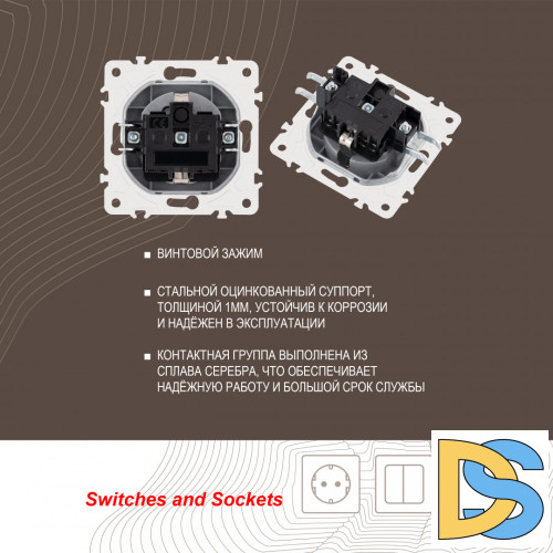 Розетка с заземлением и шторками Arte Milano 205.40-1.silver