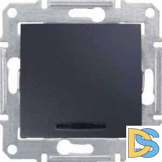 Выключатель 1-клавишный, перекрестный с подсветкой (с трех мест), Графит, серия Sedna, Schneider Electric