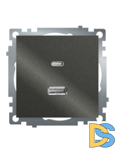 Розетка 2-местная USB + type C Stekker Катрин GLS10-7116-06 50052