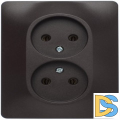 Розетка 2-ая электрическая без заземления, Шоколад, серия Glossa, Schneider Electric