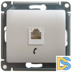 Розетка телефонная 1-ая 4 контакта, RJ-11, Перламутр, серия Glossa, Schneider Electric