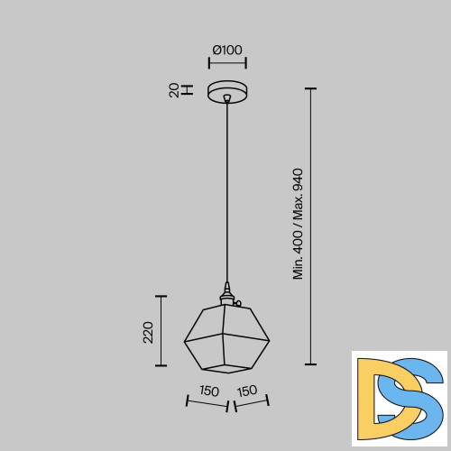 Подвесной светильник Modestyle MS.154.150 BS