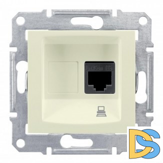 Розетка компьютерная 1-ая экранированная кат.6е, RJ-45 (интернет), Бежевый, серия Sedna, Schneider Electric
