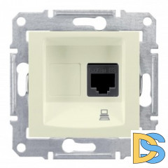 Розетка компьютерная 1-ая экранированная кат.6е, RJ-45 (интернет), Бежевый, серия Sedna, Schneider Electric