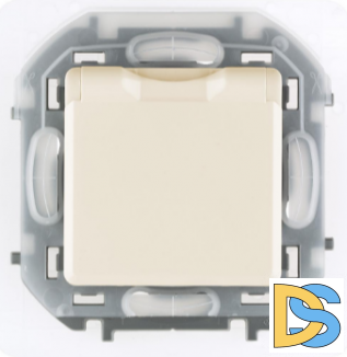 Розетка Legrand Inspiria  1-я с/з со шторками с крышкой слоновая кость, 673741