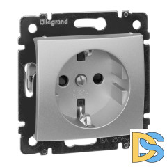 Розетка 2К+3 Legrand Valena 16A 250V с/з со шторками винтовой зажим алюминий 770121
