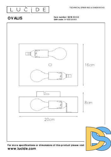 Настенный светильник Lucide Ovalis 12219/02/02