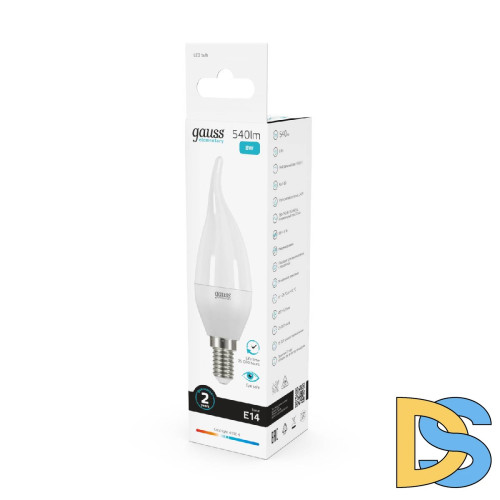 Лампа светодиодная Gauss E14 8W 4100K свеча на ветру матовая 34128