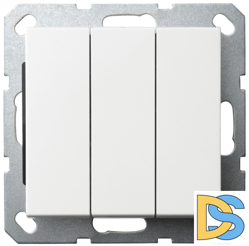 Выключатель трёхклавишный Jasmart с накладкой 10A 250V белый глянцевый G3031W