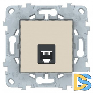 Розетка телефонная 1-ая 4 контакта, RJ-11, Бежевый, серия Unica New, Schneider Electric