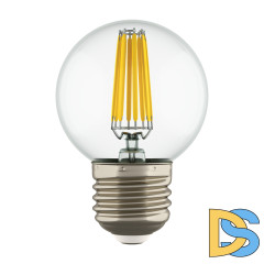 Лампа светодиодная филаментная Lightstar LED Filament E27 6W 4000K шар прозрачный 933824