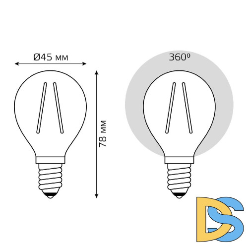 Светодиодная филаментная лампа Gauss Basic Filament E14 3,8W 2400K 1057154