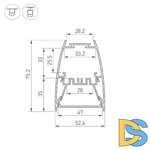 Алюминиевый профиль Arlight LINE-5075-U-HONEYCOMB-2000 BLACK 044885