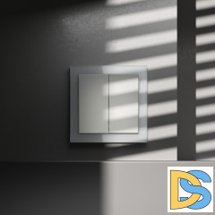 Перекрестный переключатель встраиваемый VOLTUM S70 двухклавишный 10А, (сталь)