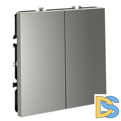 Перекрестный переключатель встраиваемый VOLTUM S70 двухклавишный 10А, (сталь)