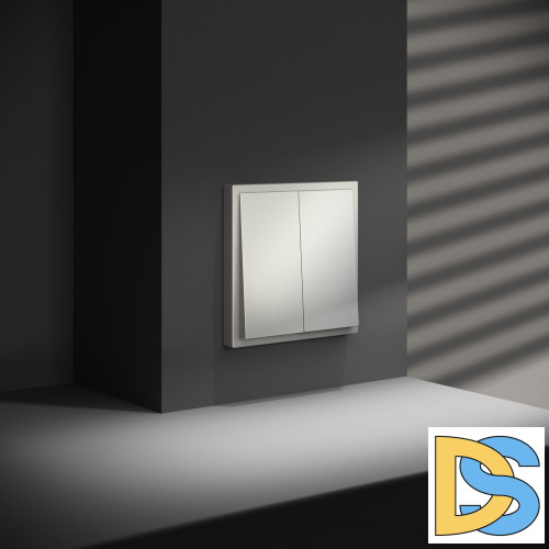 Перекрестный переключатель встраиваемый VOLTUM S70 двухклавишный 10А, (сталь)