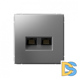 Розетка двойная компьютерная RJ45+RJ45, кат.6А, Schneider Electric Art Gallery, цвет Сталь, GAL000988