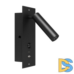 Спот Arlight SP-BED-CHARGE-BUILT-S80x230-3W Warm3000 (BK, 20 deg, 230V, USB-A, USB-C) 046880