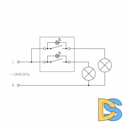 Выключатель двухклавишный проходной с подсветкой Werkel черный матовый W1122108 4690389156731