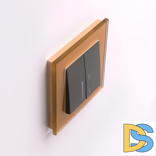 Выключатель двухклавишный проходной с подсветкой Werkel черный матовый W1122108 4690389156731