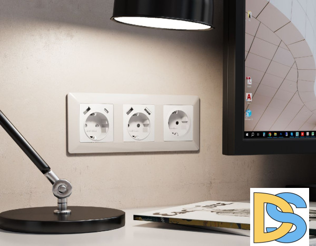 Лицевая панель для розетки с/з со шторками 2USB A+A Ambrella Volt Alfa AP1290