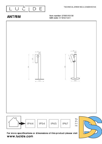 Настольная лампа Lucide Antrim 27503/02/30
