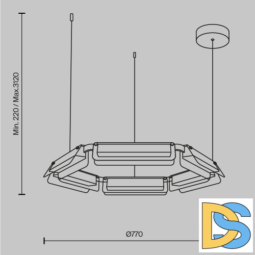 Подвесная люстра Maytoni Flat MOD296PL-L40BS3K