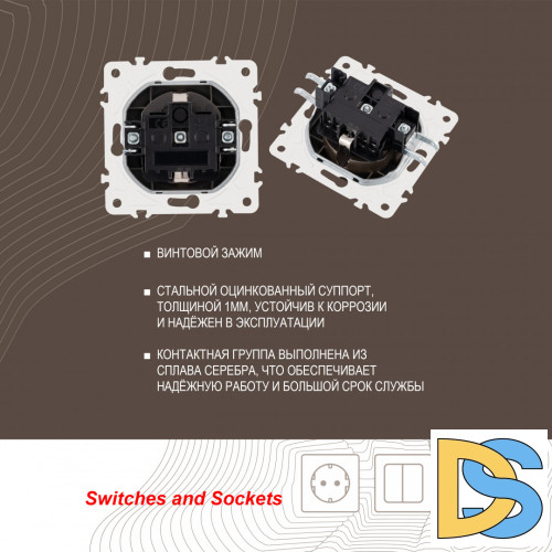 Розетка с заземлением и шторками Arte Milano 205.40-1.shampan