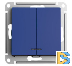 Выключатель 2-клавишный с подсветкой, Аквамарин, серия Atlas Design, Schneider Electric