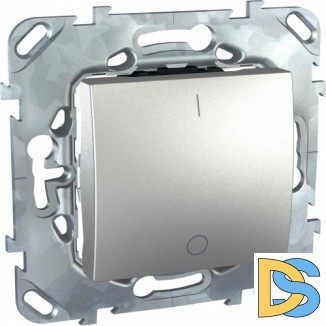 Выключатель 2-полюсный 1-клавишный 16А, Алюминий, серия UNICA TOP/CLASS, Schneider Electric