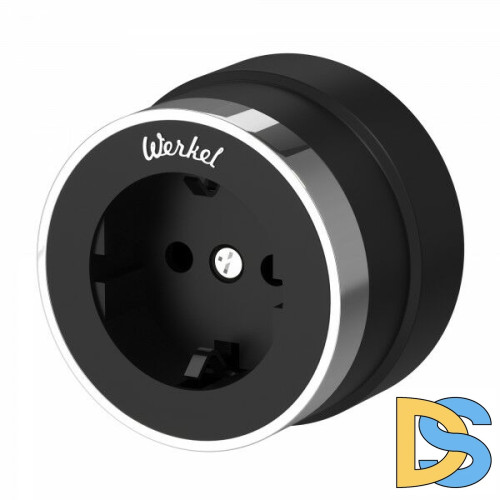 Розетка с заземлением Werkel Vintage черный матовый/хром W5871051 4690389174704