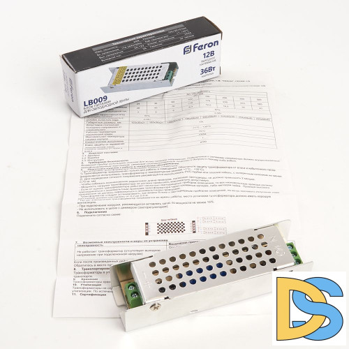 Блок питания для светодиодной ленты Feron LB009 12V 36W IP20 3A 176-264В 48007