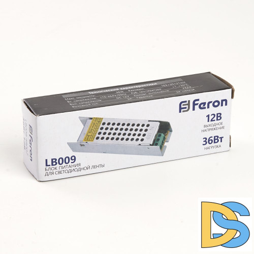 Блок питания для светодиодной ленты Feron LB009 12V 36W IP20 3A 176-264В 48007