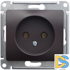 Розетка 1-ая электрическая без заземления, Шоколад, серия Glossa, Schneider Electric