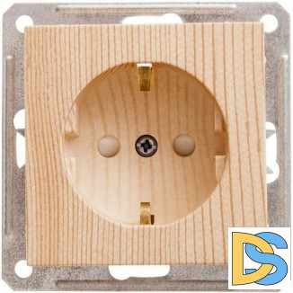 Розетка 1-ая электрическая, с заземлением и защитными шторками, Сосна (пластик), серия Wessen 59, Schneider Electric
