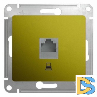 Розетка компьютерная 1-ая кат.5е, RJ-45 (интернет), Фисташковый, серия Glossa, Schneider Electric