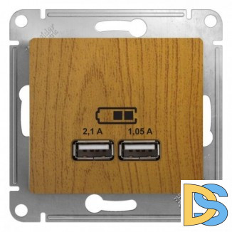 Розетка USB 2-ая (для подзарядки), Дерево Дуб, серия Glossa, Schneider Electric