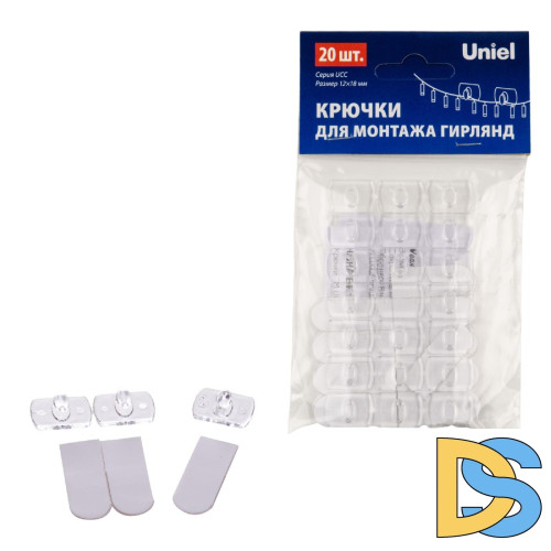 Крючки для монтажа гирлянд Uniel UCC-Y11 CLEAR 020 POLYBAG UL-00009937