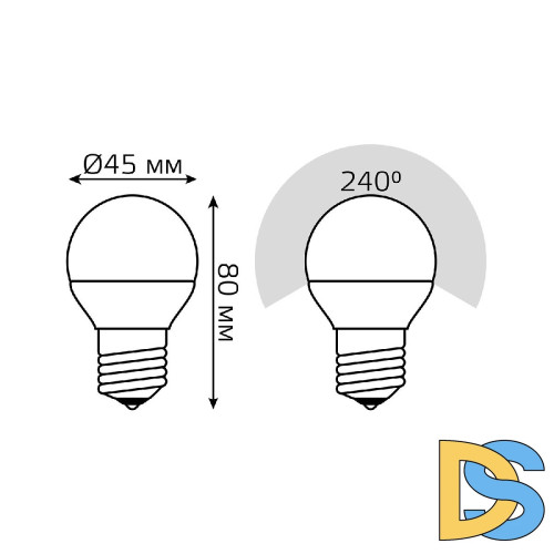Лампа светодиодная диммируемая Gauss E27 7W 6500K шар матовый 105102307-S