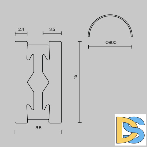 Шинопровод магнитный полукруг Maytoni Flarity TRX154-SR-D800-BS