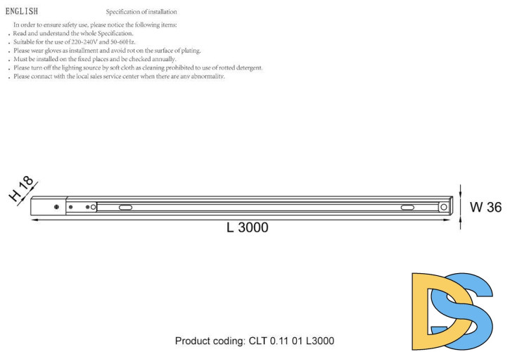 Шинопровод однофазный с питанием и заглушкой Crystal Lux CLT 0.11 01 L3000 BL