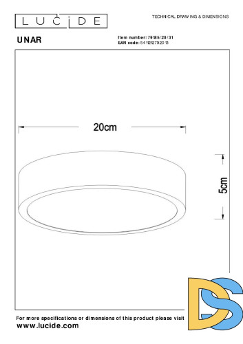 Потолочный светильник Lucide Unar 79185/20/31