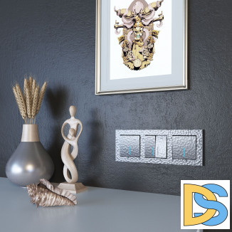 Выключатель двухклавишный с подсветкой (серебряный) W1220106