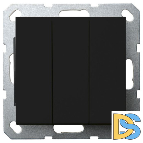 Выключатель трехклавишный Jasmart с накладкой 10A 250V черный матовый (soft touch) G3031PB