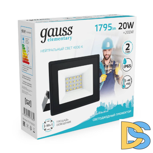 Прожектор светодиодный Gauss Elementary 20W 4000К 613100220