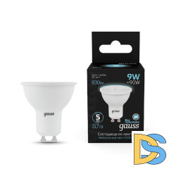 Лампа светодиодная Gauss GU10 9W 4100K матовая 101506209
