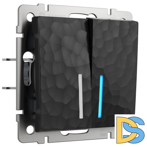 Выключатель Werkel Hammer двухклавишный с подсветкой черный W1220108 4690389162374