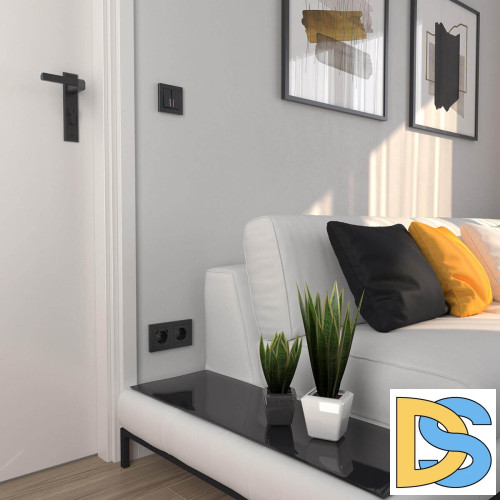 Выключатель Werkel Hammer двухклавишный с подсветкой черный W1220108 4690389162374