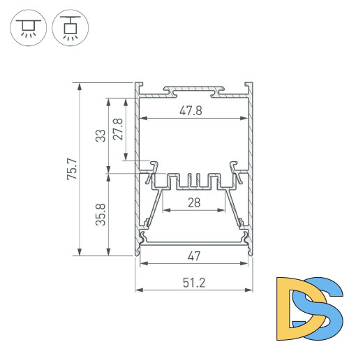 Алюминиевый профиль Arlight LINE-5075-HONEYCOMB-2000 BLACK 044874